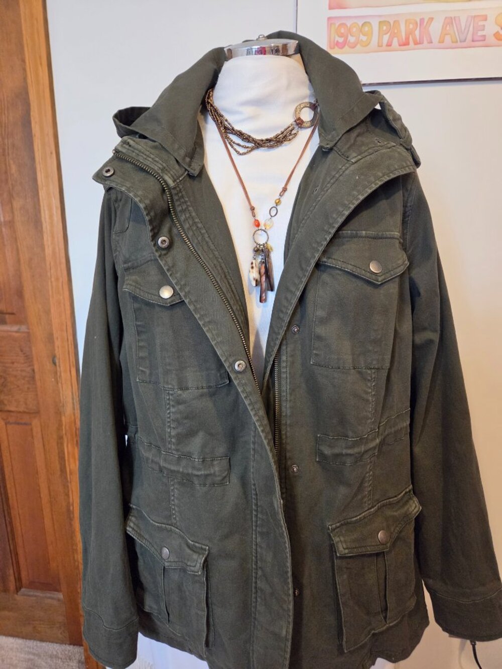 Market & Spruce Olive Cargo Utility Jacket